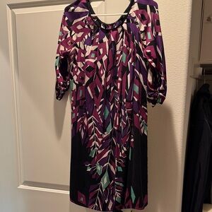 Elie Tahari Multicolor Geometric Long Sleeve Dress